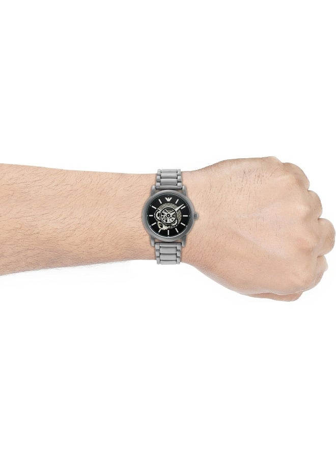 EMPORIO ARMANI Men Automatic Silver Stainless Steel Watch - Image 5